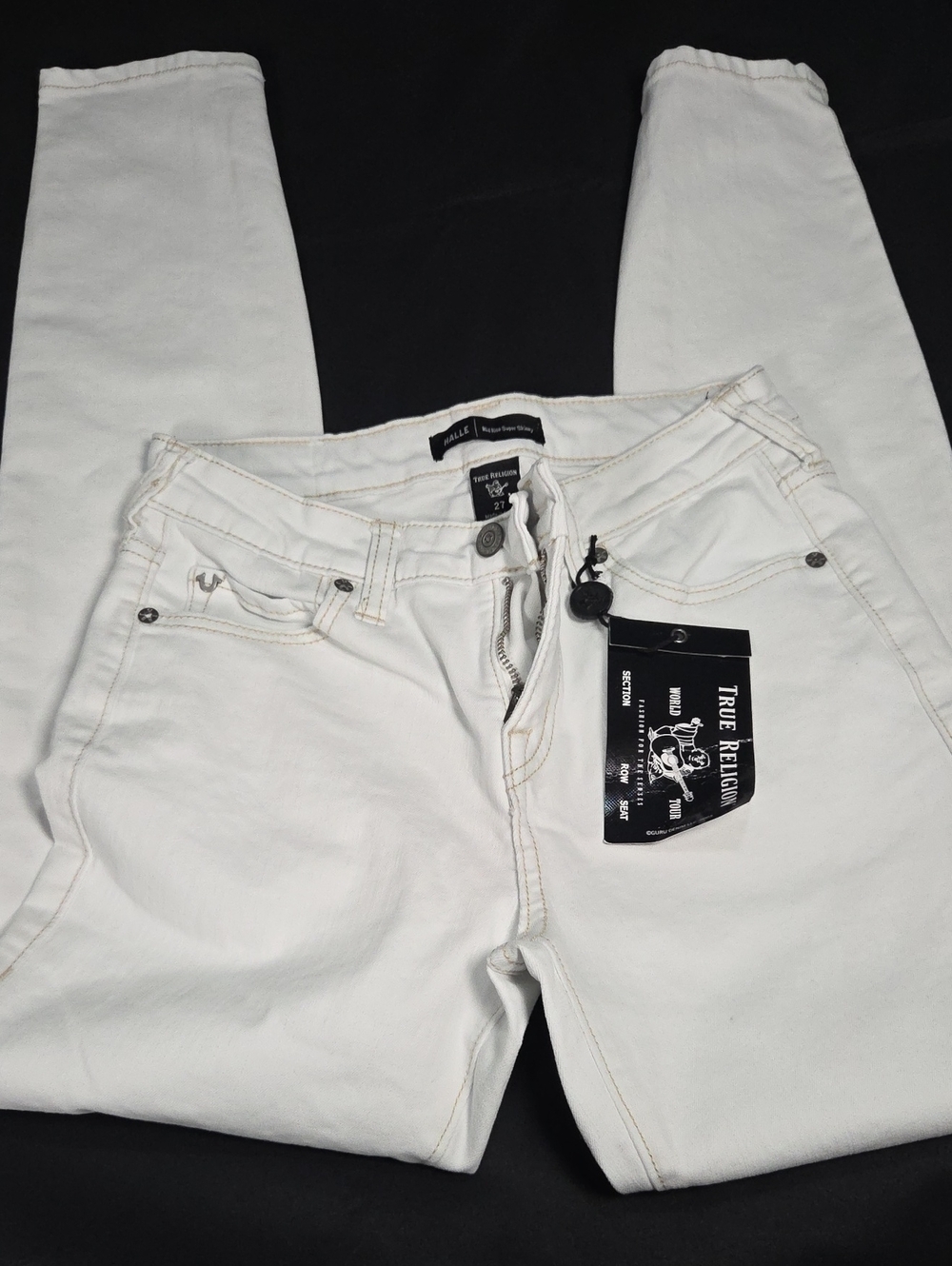 True Religion Women's White Skinny Jeans with Branded Tag